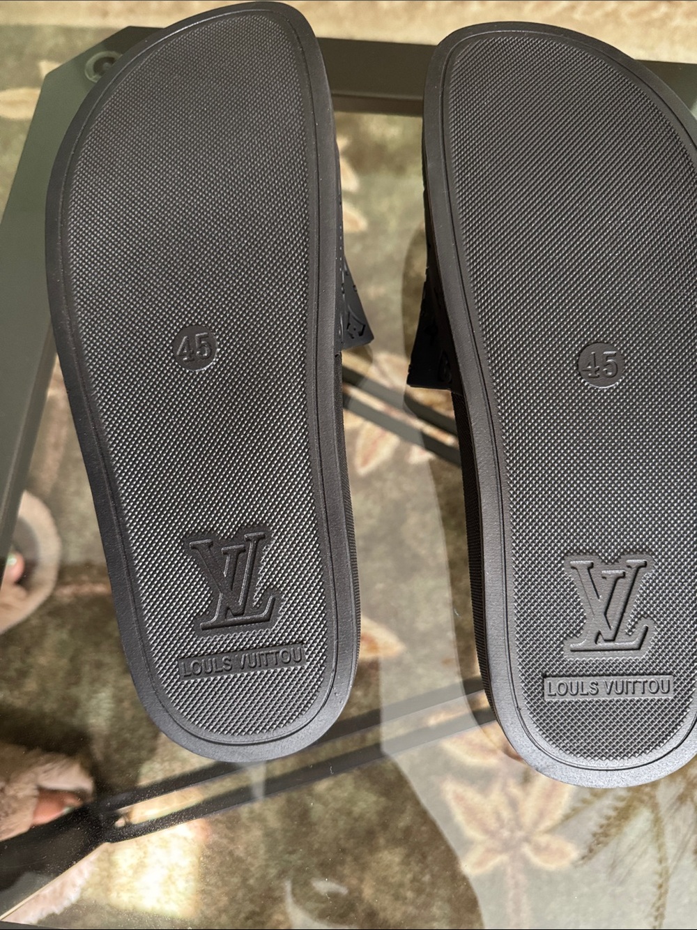 Black Monogram Embossed Slides - Picture 4 of 4